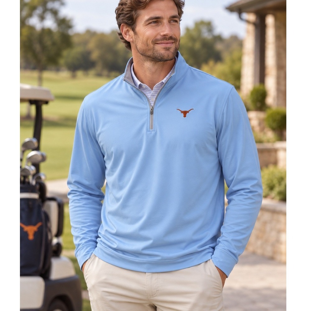 Peter Millar Quarter Zip Pullover Mens 3XL Blue Texas Longhorns Performance Golf